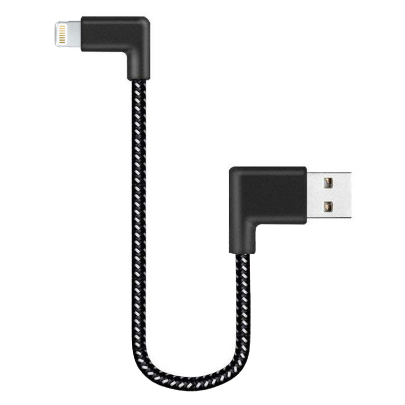 Double Right Angle USB Lightning Cable for iPhone / iPad (20cm)